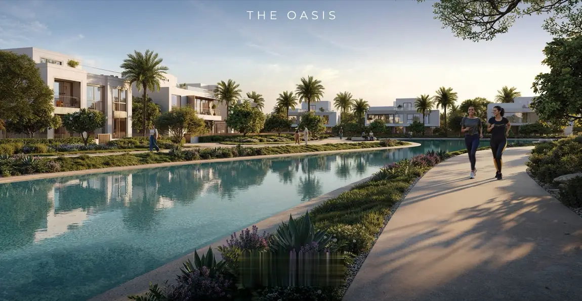 Swimmable lagoon and landscaped villas